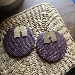 Polymer Clay  Purple and Gold Earrings
